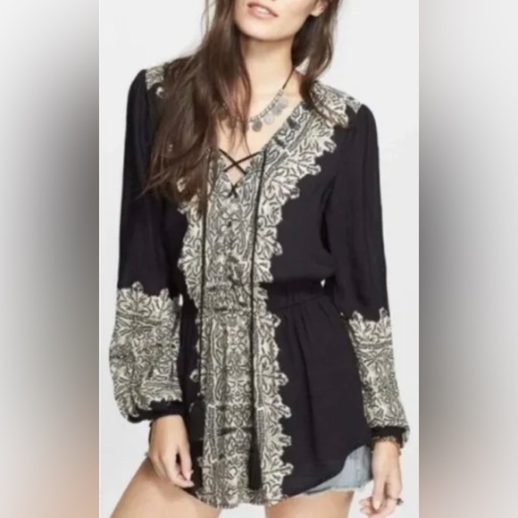 Free People Wildest Moments Black Tunic Size XS cancel - Picture 1 of 8